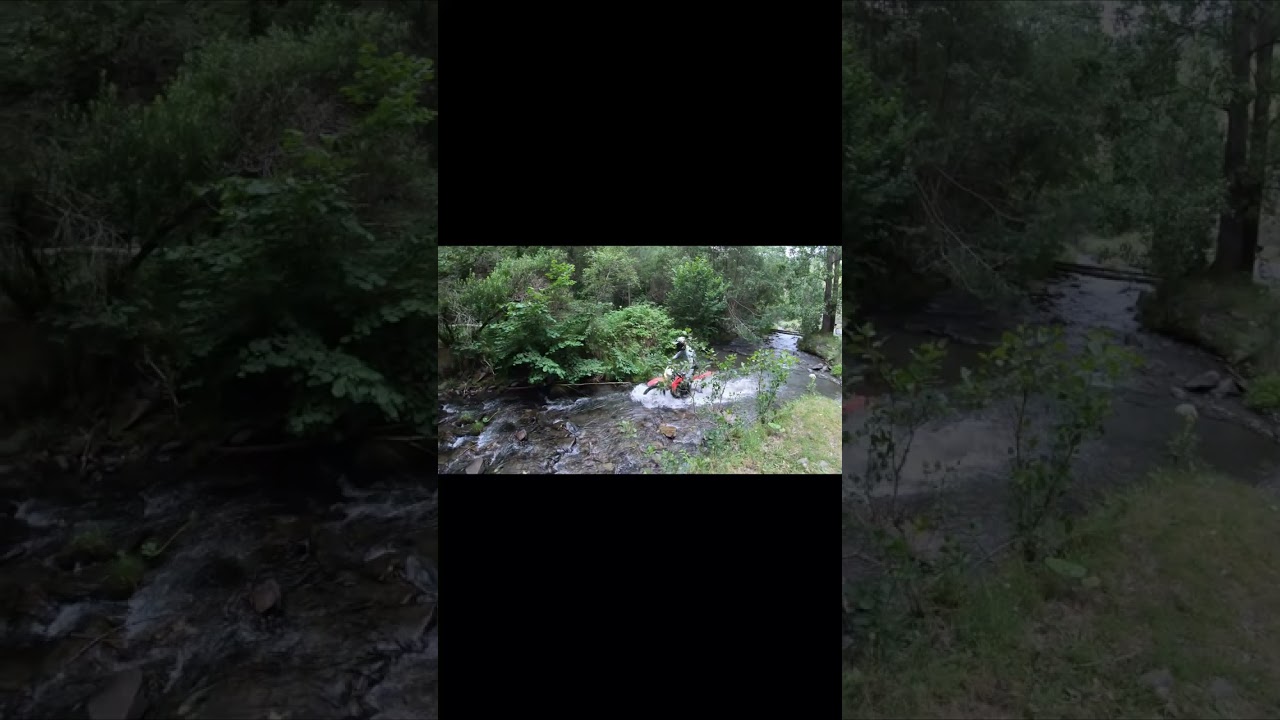Riding trough rivers in the Pyrenees.
