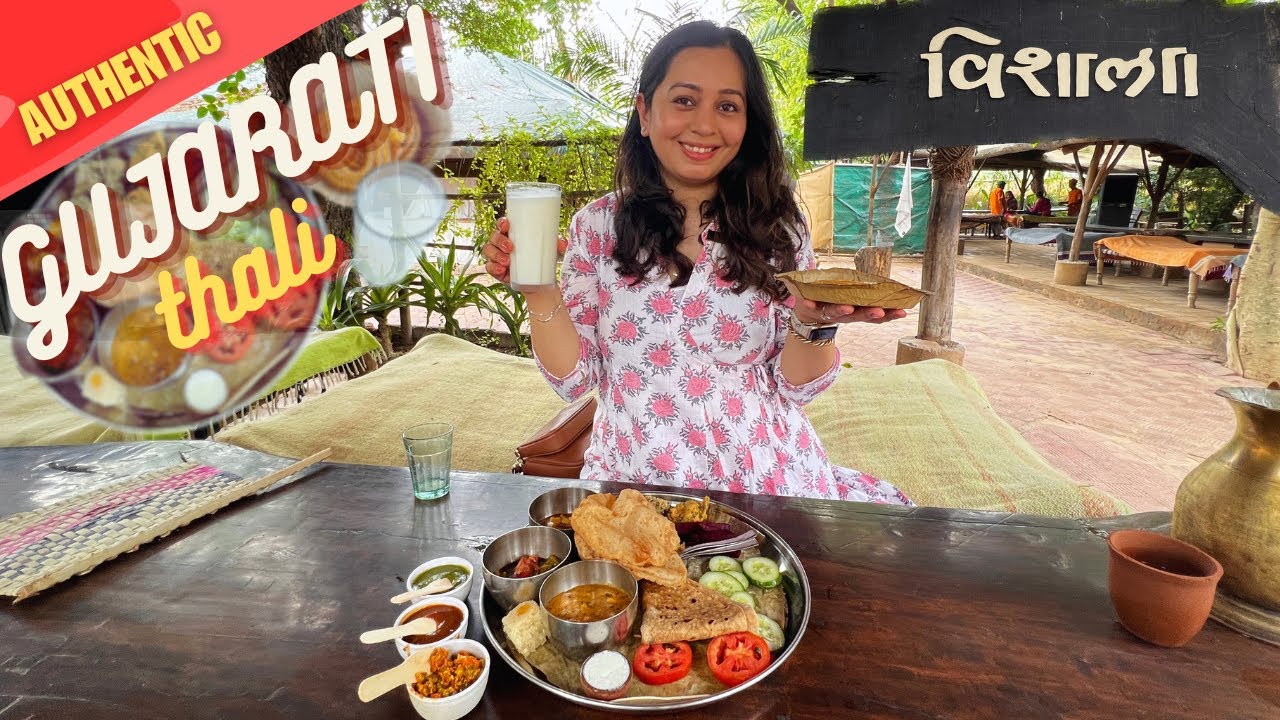 AUTHENTIC Gujarati Thali in Ahmedabad in a traditional restaurant *village ambience*| Ahmedabad Food