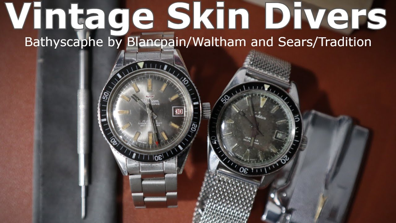 37-миллиметровые доступные винтажные часы для дайвинга от Blancpain и Sears Tradition с бакелитов...