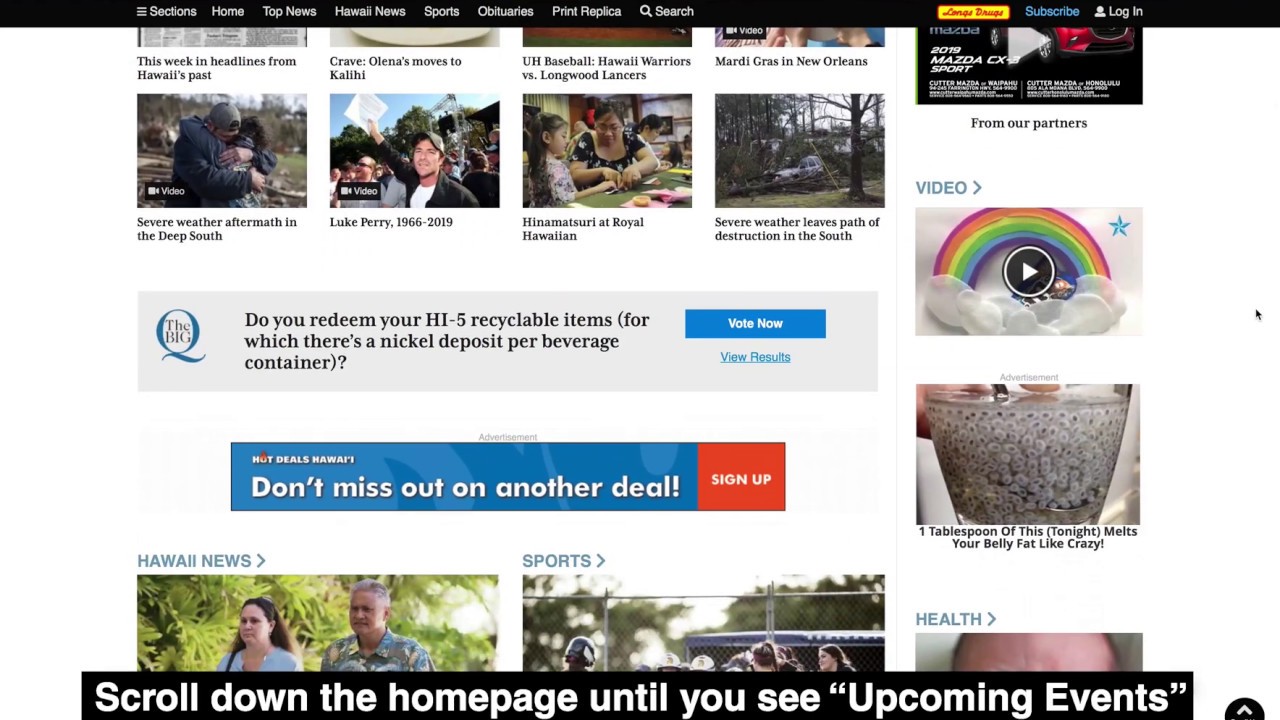 How to register for the Honolulu Star-Advertiser calendar online