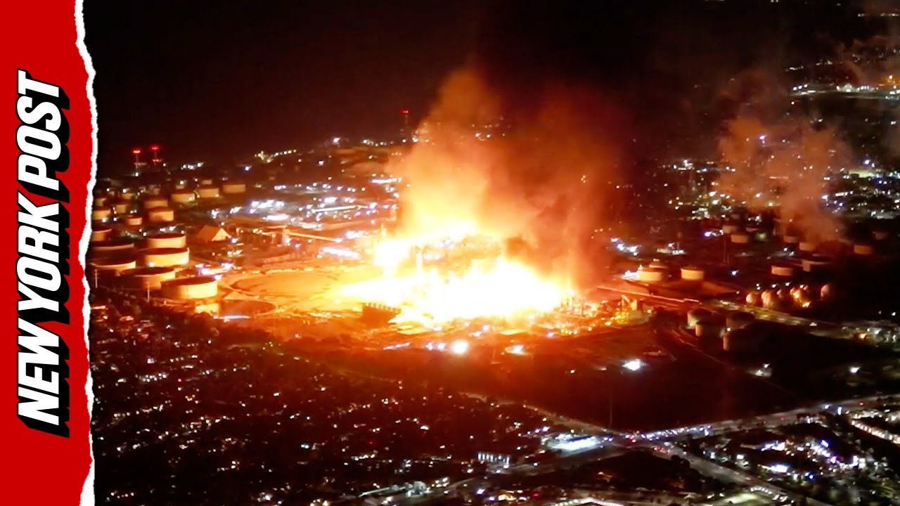 ‘Thought we got Nuked’: Aerial View of LA Refinery Inferno