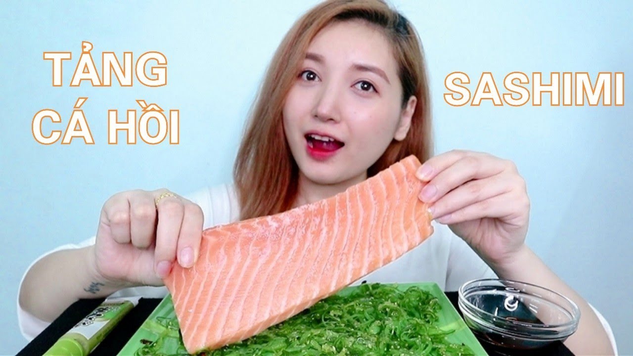 Ăn Nguyên Tảng Cá Hồi Sống Chấm Mù Tạt Béo Ngậy Ngon Khó Cưỡng 😋 | SALLY HANG