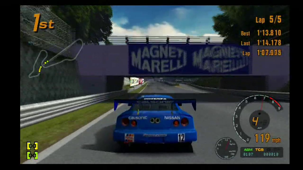 GRAN TURISMO 3-NISSAN CALSONIC SKYLINE JGTC/MIDFIELD RACEWAY/GAMEPLAY PS2