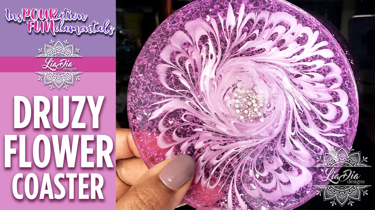 LiaDiaDesigns | WOW! It WORKED!! SUPER SPARKLY 🤩  Flower Coasters - Epoxy Resin Druzy Coasters