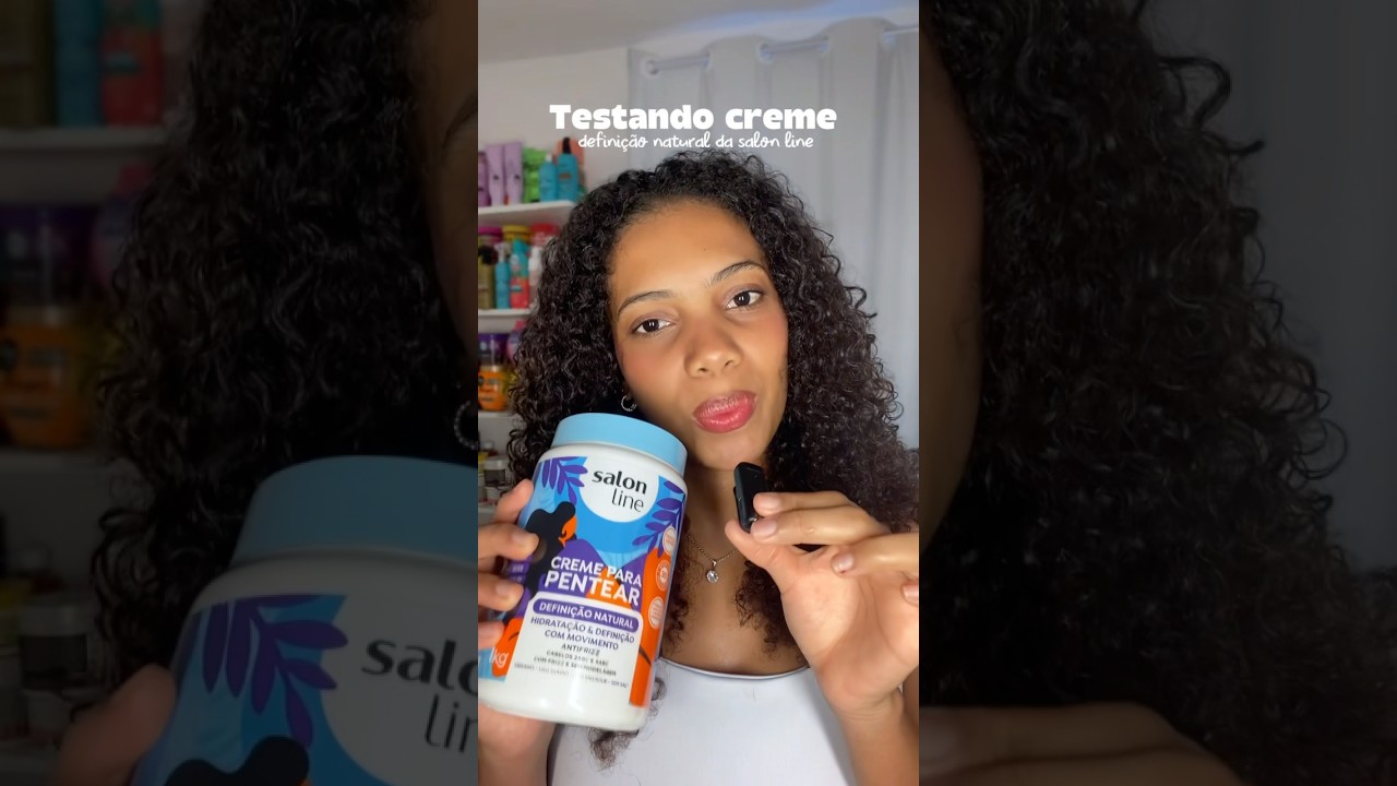 Testando creme defini&ccedil;&atilde;o natural da salon line 🩵🦋 #cacheadas #cuidadocomcabelo #cachos
