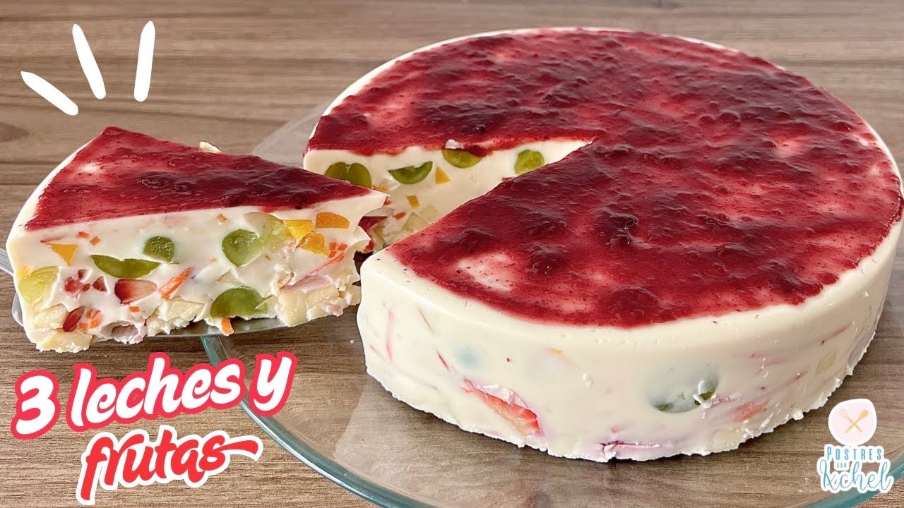 GELATINA 3 LECHES CON FRUTA | GELATINA PALOMA bañada en crema | POSTRES CON IXCHEL