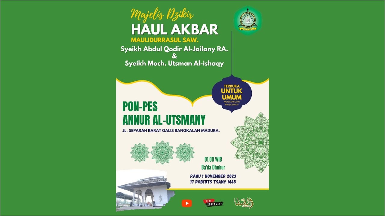 🔴 LIVE MAJLIS HAUL AKBAR PONPES ANNUR AL-UTSMANY  SEPARAH , BANGKALAN MADURA  2023