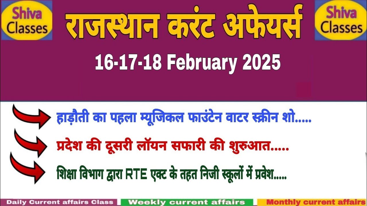 16-17-18 February 2026 Rajasthan current Affairs in Hindi |Daily सुजस Report|RPSC,RSSB|Shiva Classes