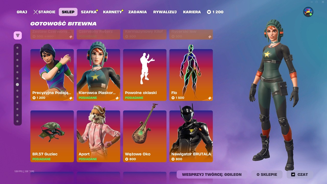 SKLEP FORTNITE 16.04.2026 *KIEROWCA PIASKOREKINA, APORT, PRECYZYJNA PODAJĄCA, POWOLNE OKLASKI*