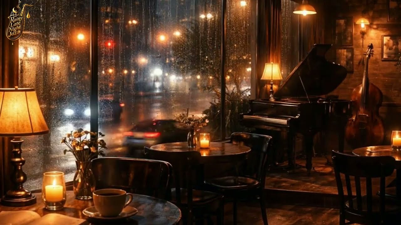 Late Night Jazz Caf&eacute; 🌧 Smooth Rainy Night Jazz for Relax, Study & Deep Focus