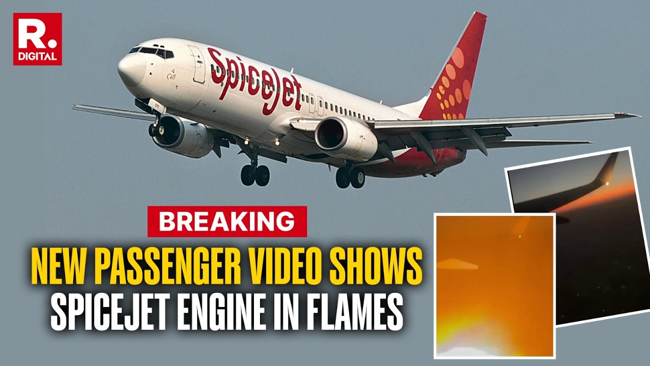 BREAKING: SpiceJet Engine Bursts into Flames Mid-Air | Passenger Video Captures Terrifying Moment