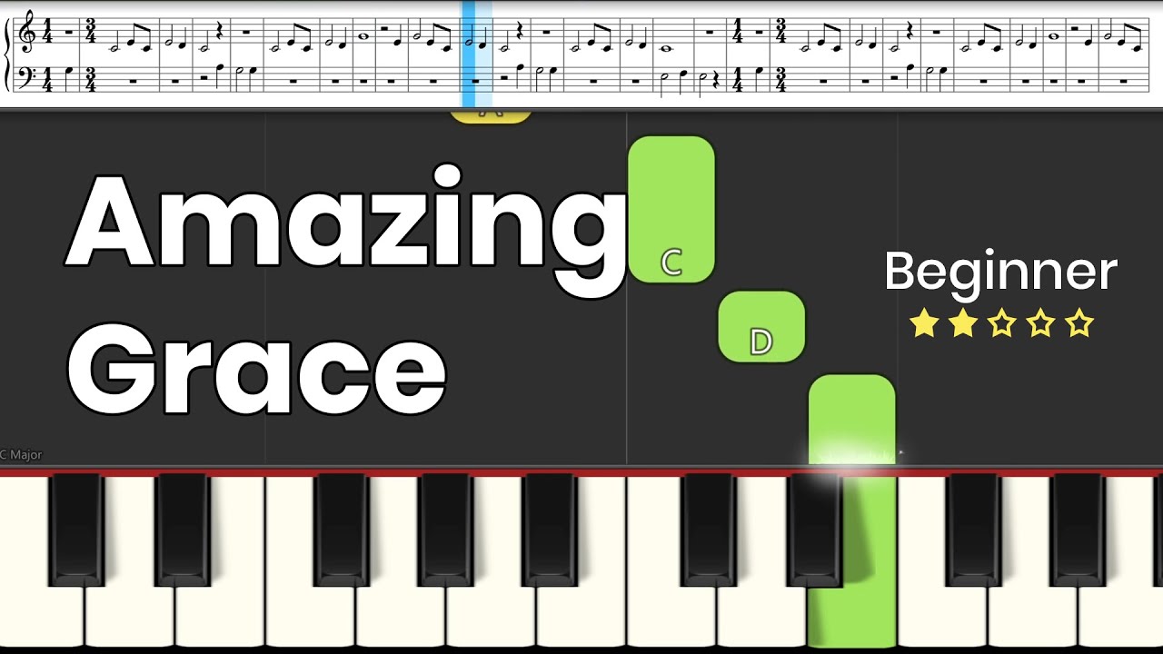 Amazing Grace | Piano Play Along | Easy Christian Hymn Piano Tutorial