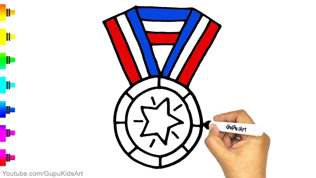 Medal Drawing and Colouring | How to Draw a Gold Medal