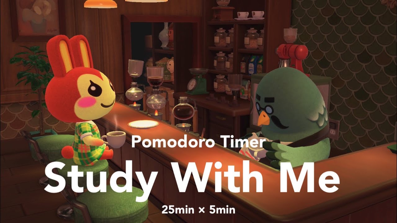 【Study With Me 】夜にあつ森の喫茶店「ハトの巣」で一緒に集中作業・勉強☕️ | ポモドーロタイマー(25/5)付き | 作業用BGM