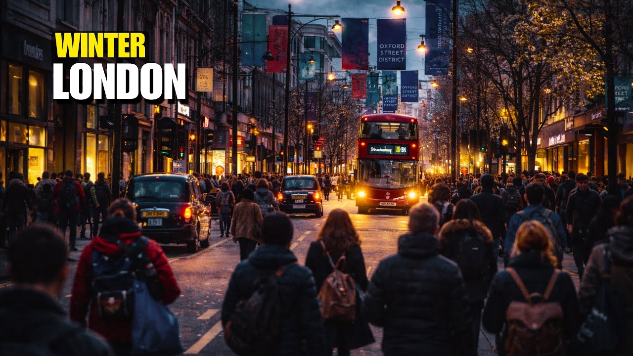 London Walking Tour | Oxford Street Winter Walk 🇬🇧 Windy & Lively City Life | 4K HDR