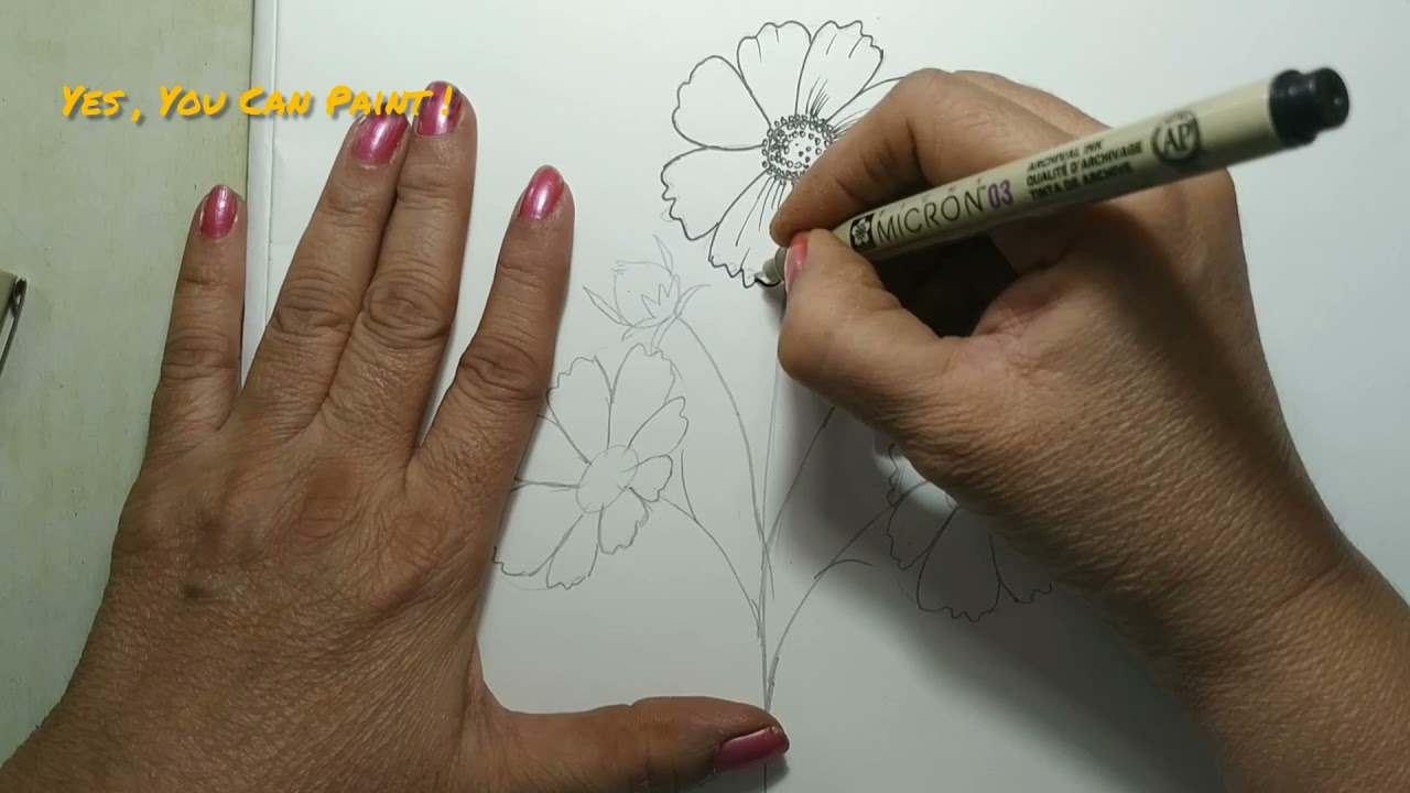 How to draw Cosmos Flowers.#drawing #flowers #doodles