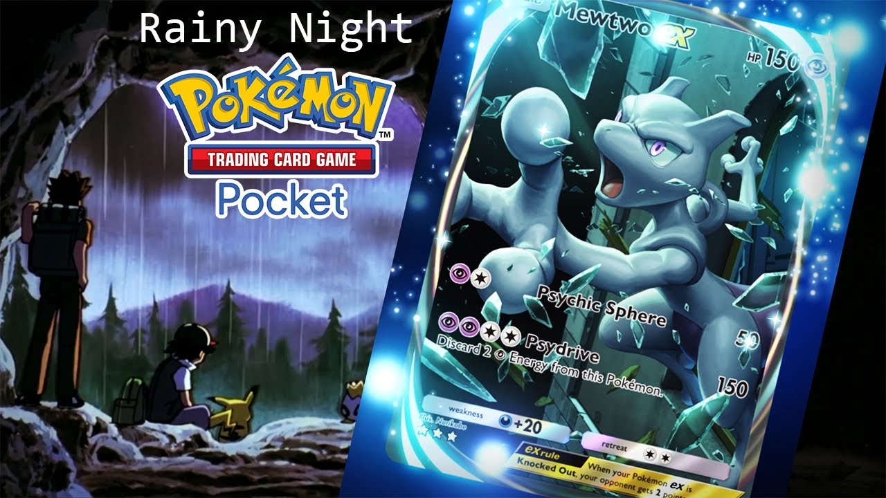 [ASMR]⛈️ Pokemon TCG Pocket Gameplay on a Rainy Night | Thunderstorm Sounds, Whispering, Soft Spoken