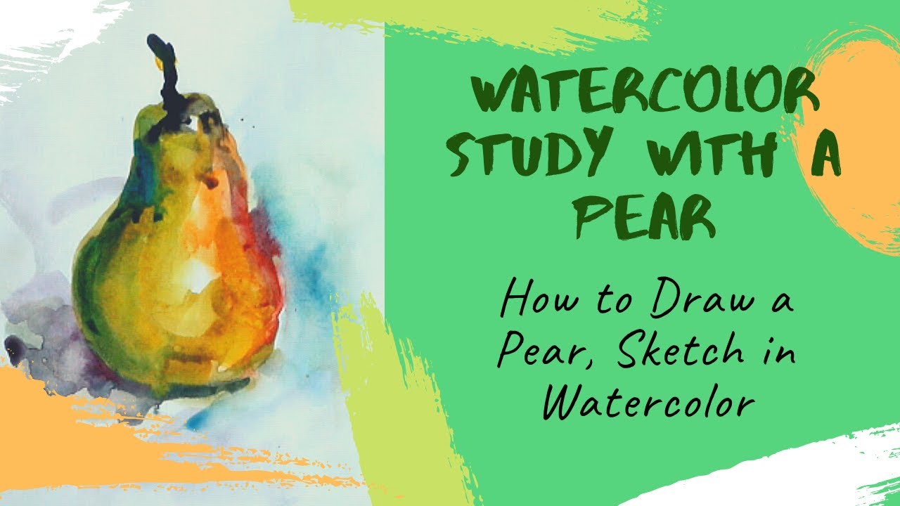 How to Draw a Pear, Sketch in Watercolor