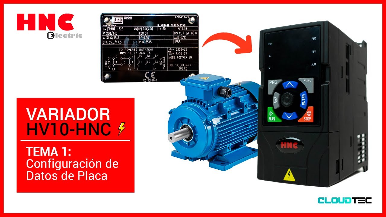 INGRESO DATOS DE PLACA MOTOR⚡- VARIADOR HV10 HNC ELECTRIC🔴