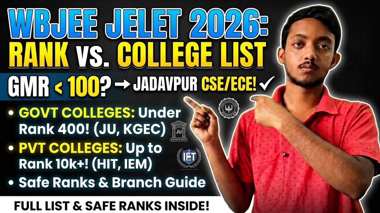 WBJEE JELET 2026: Rank vs College List (Govt & Private) | Safe Ranks & Cutoffs! 🎯
