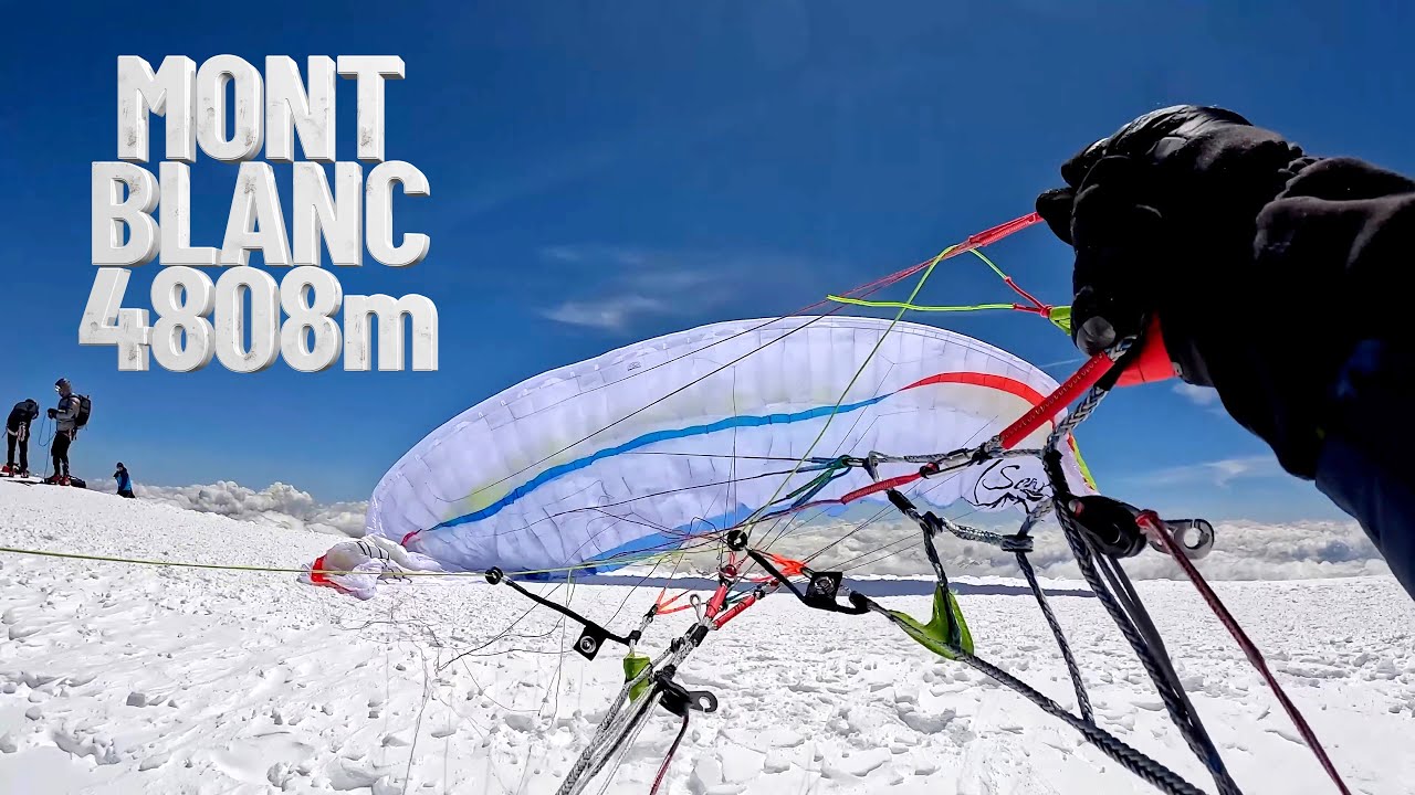 Paragliding from Eu's tallest mountain Mont Blanc 4808 m - Hike&Fly solo Gouter Route -  Šulko