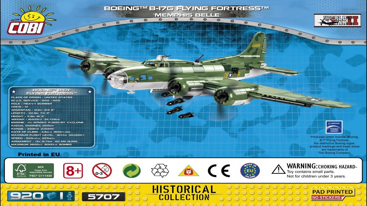 Cobi Instructions | Small Army / WW2 | 5707 | Boeing  B-17F Flying Fortress Memphis Belle Plane