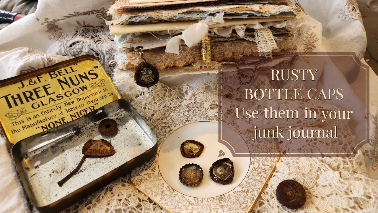 Junk Journal Gold: Rusty bottle caps and resin, yep, rusty bottle caps!