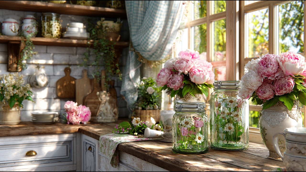 Spring Vintage Kitchen Decor Ideas Using Florals, Linen, and Antique Details!