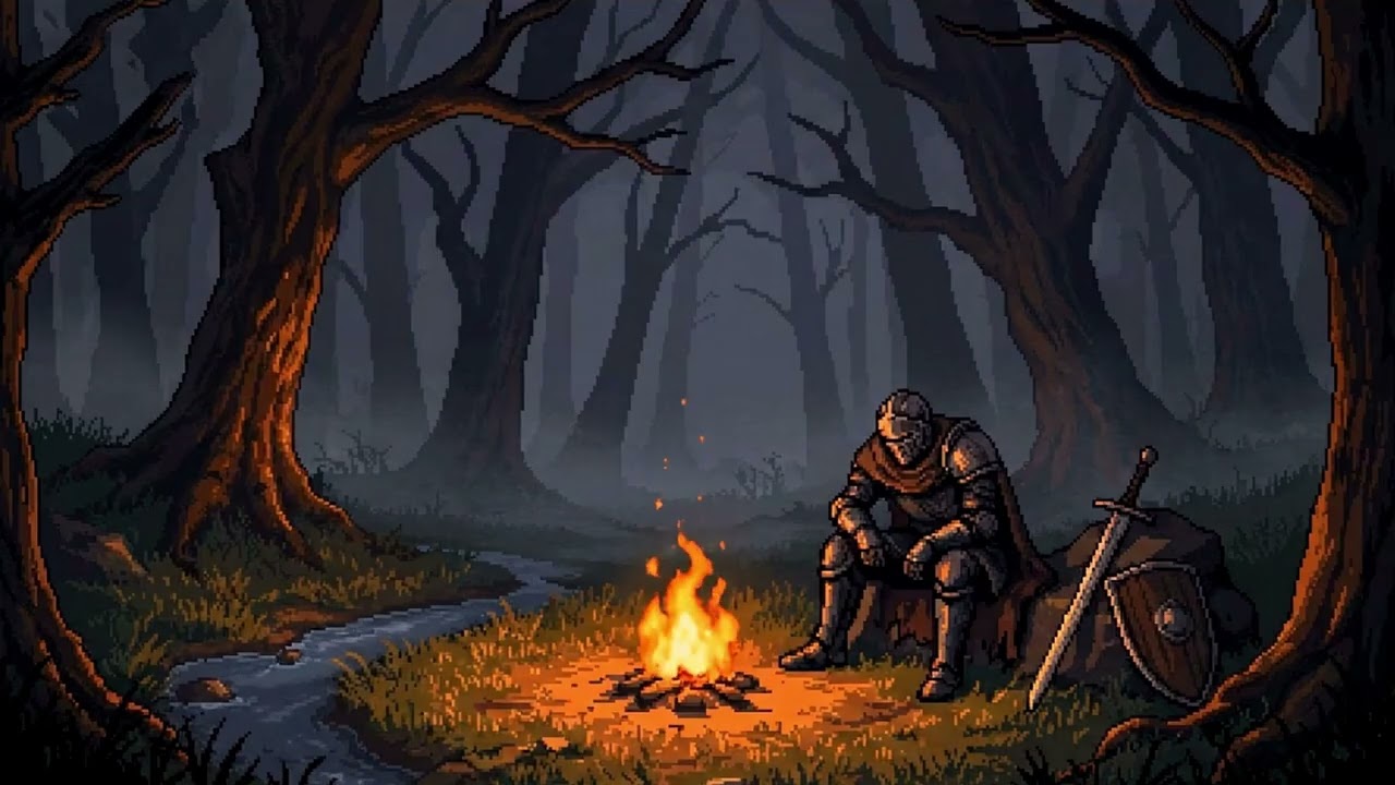 Medieval Campfire Ambience 🌙 Peaceful Fantasy Music in the Forest