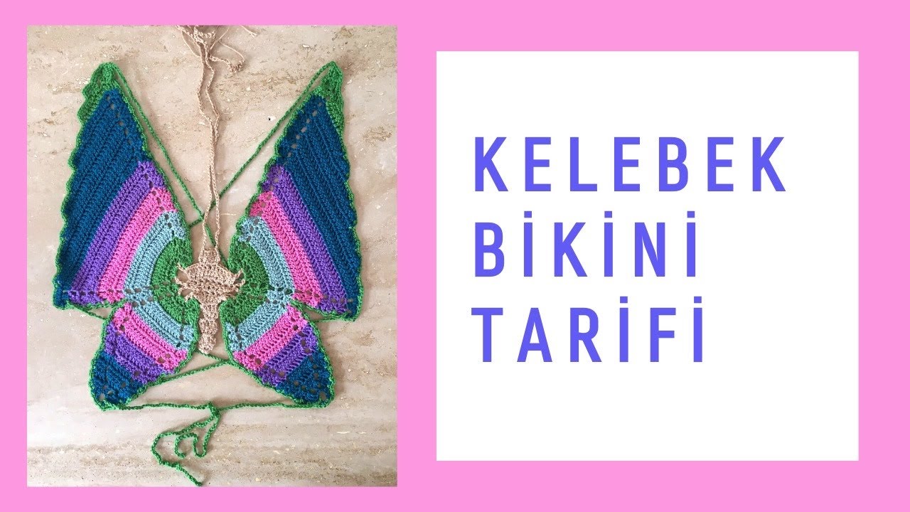 KELEBEK BİKİNİ TARİFİ | CROCHET BUTTERFLY TOP [ENG SUB]
