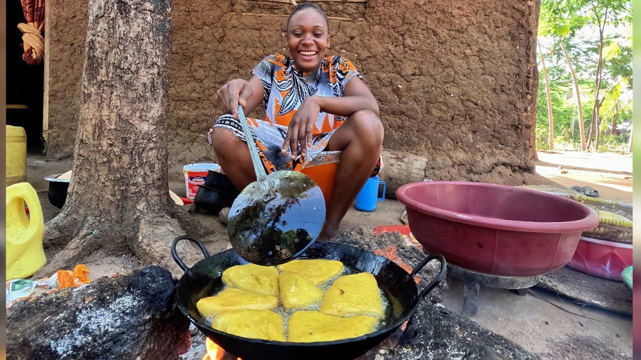 Our Young African Single Mother #cooking Evening Snacks Recipe , Cooking in The village