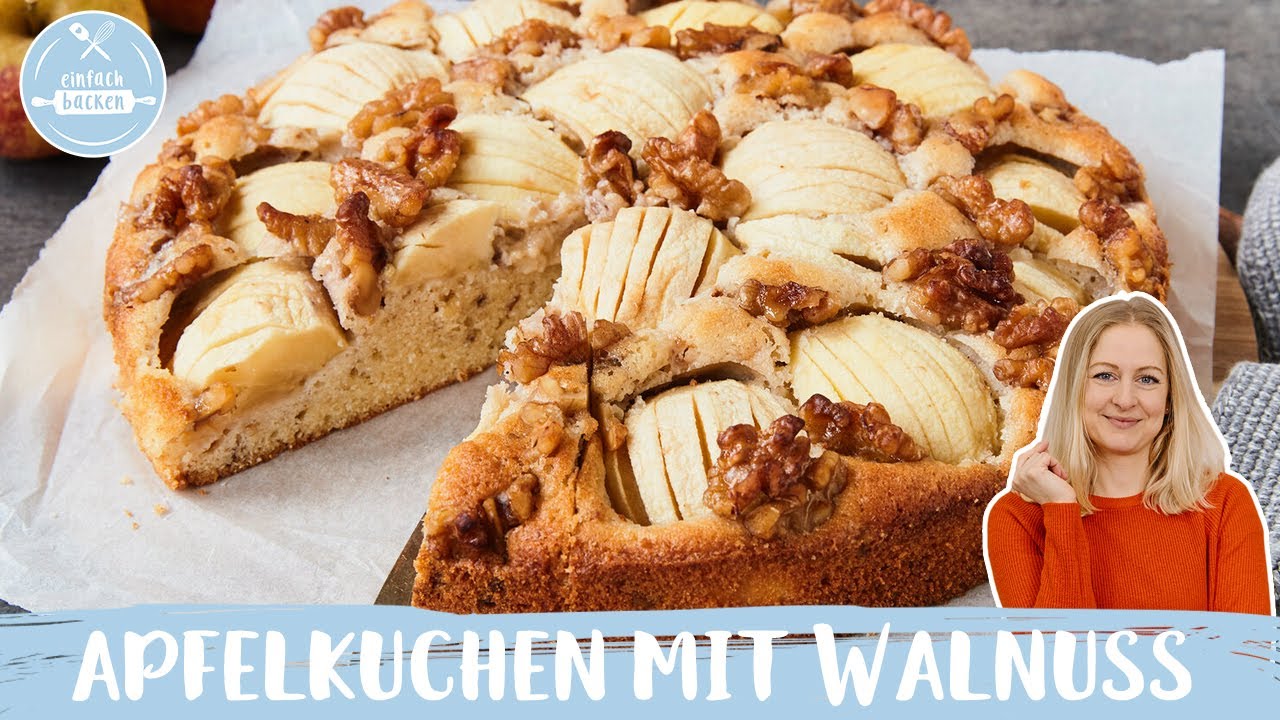 Apfelkuchen mit Walnuss 🍎 | schneller Apfelkuchen nach Omas Rezept | Einfach Backen