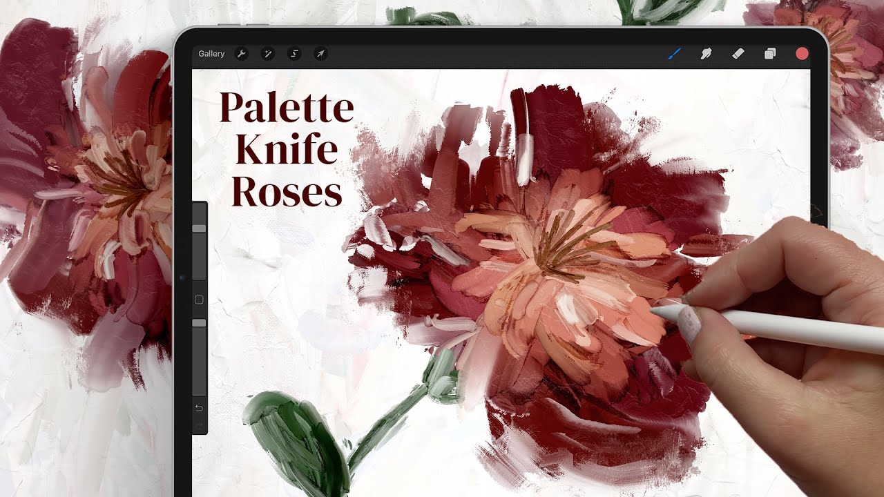 Painting Palette Knife Roses in Procreate with Built Up Paint Texture