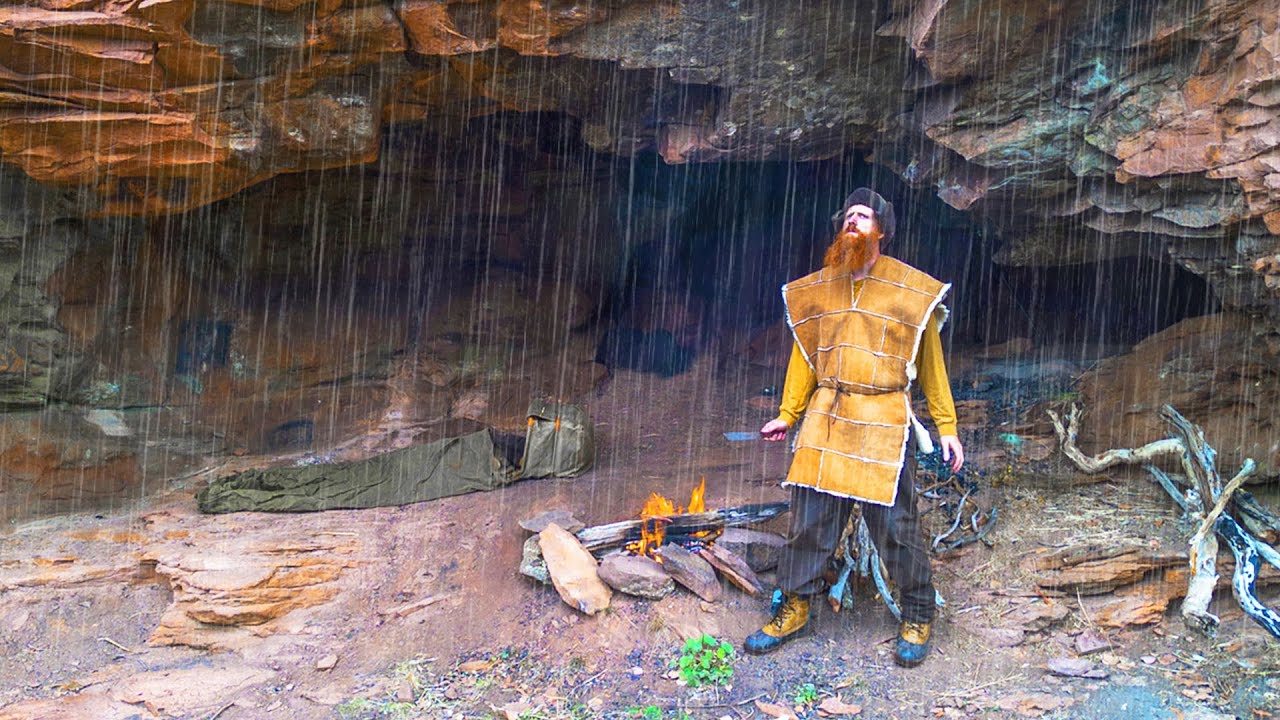 Cave Camping in the Rain as a Traditional Bushman