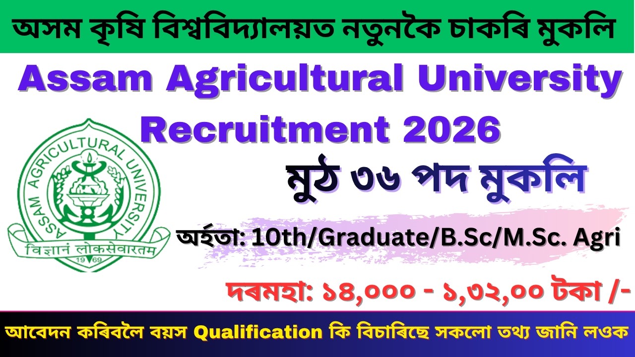 Новые вакансии в сельскохозяйственном отделе || AAU Jorhat Recruitment 2026 || Набор сотрудников ...