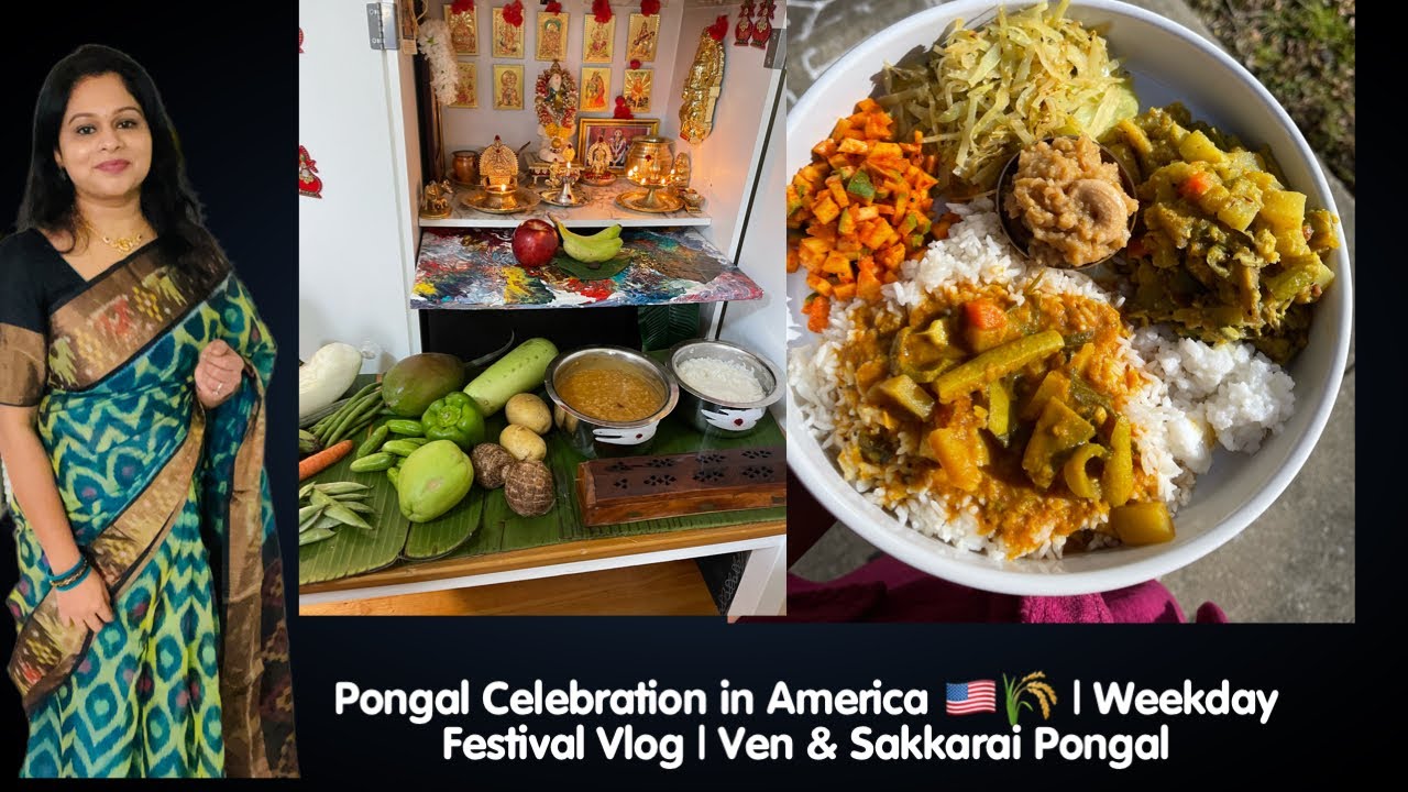 Pongal Celebration in America 🇺🇸🌾 | Weekday Festival Vlog | Ven & Sakkarai Pongal