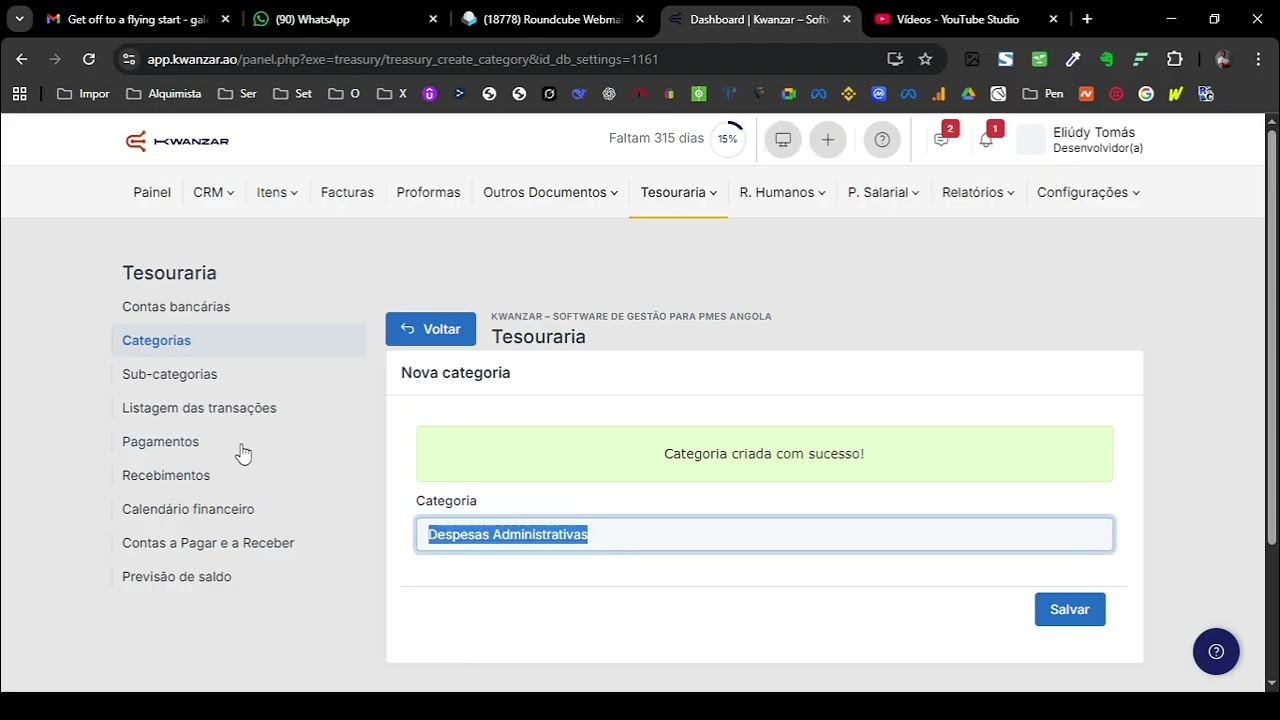 11 - Tesouraria parte 01 - Kwanzar - Software de gestão para as PME's Angola