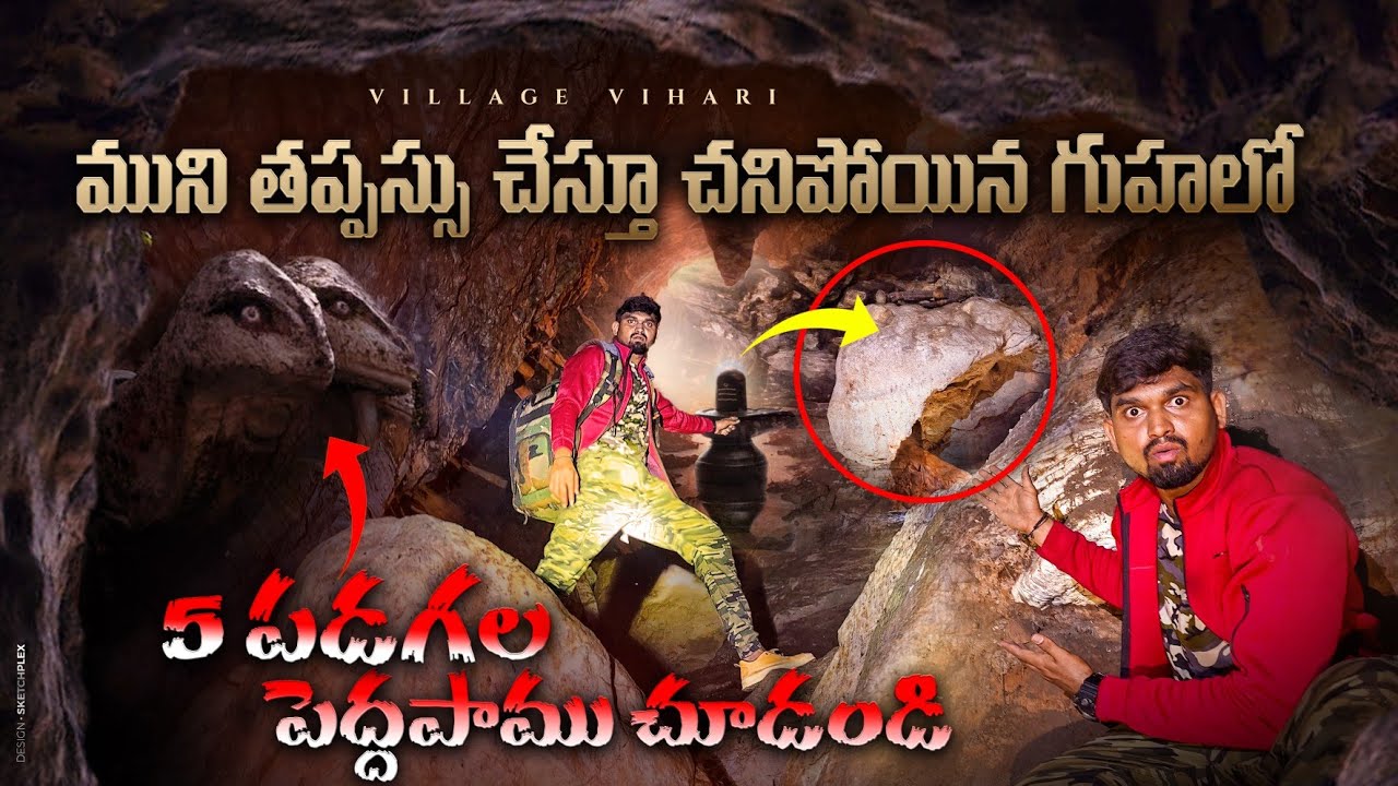 5 పడుగలు విప్పి పాము ఎలా చూస్తుందో చూడండి | mysterious cave | Village vihari caves