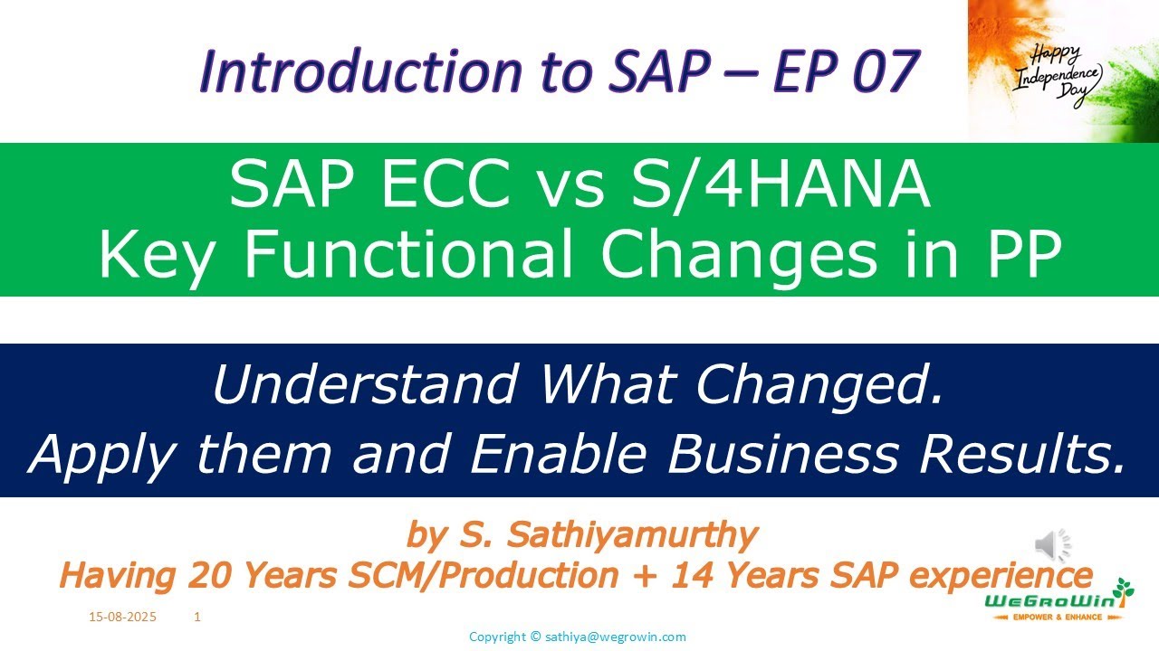 SAP Basics 07 | SAP PP | ECC vs S/4HANA Functional Differences | Master Data, MRP, Fiori, DDMRP