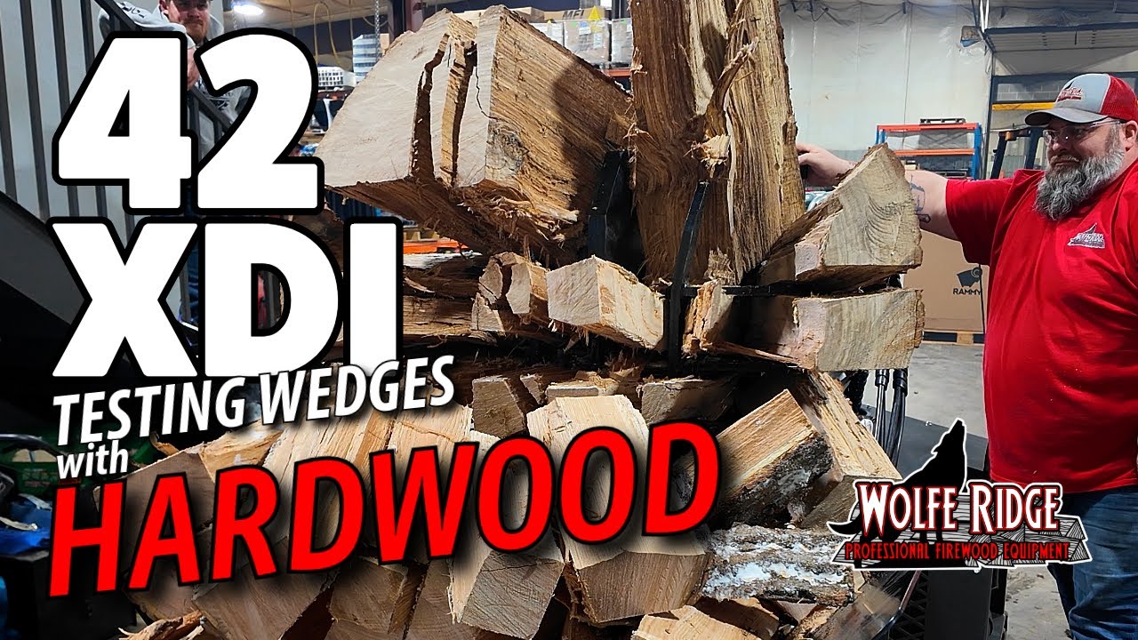 42 TON BEAST - Running Hardwood through 16 and 8 Way Wedges on the Wolfe Ridge XDI Wood Splitter!