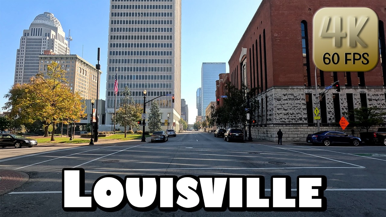 Driving Around Downtown Louisville, Kentucky in 4k Video