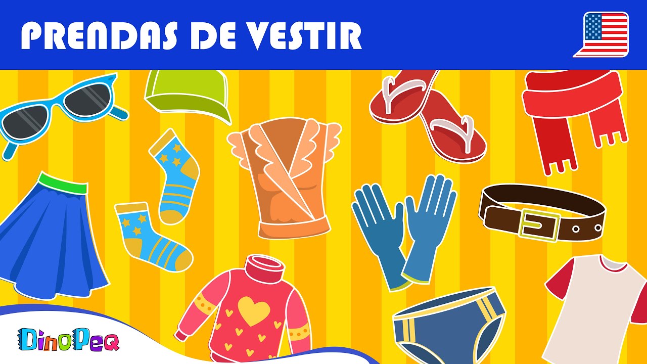 Prendas de vestir - Ropa 🧢👓👕 | VOCABULARIO en INGLÉS para NIÑOS | CLOTHES / CLOTHING | DinoPeq🦖
