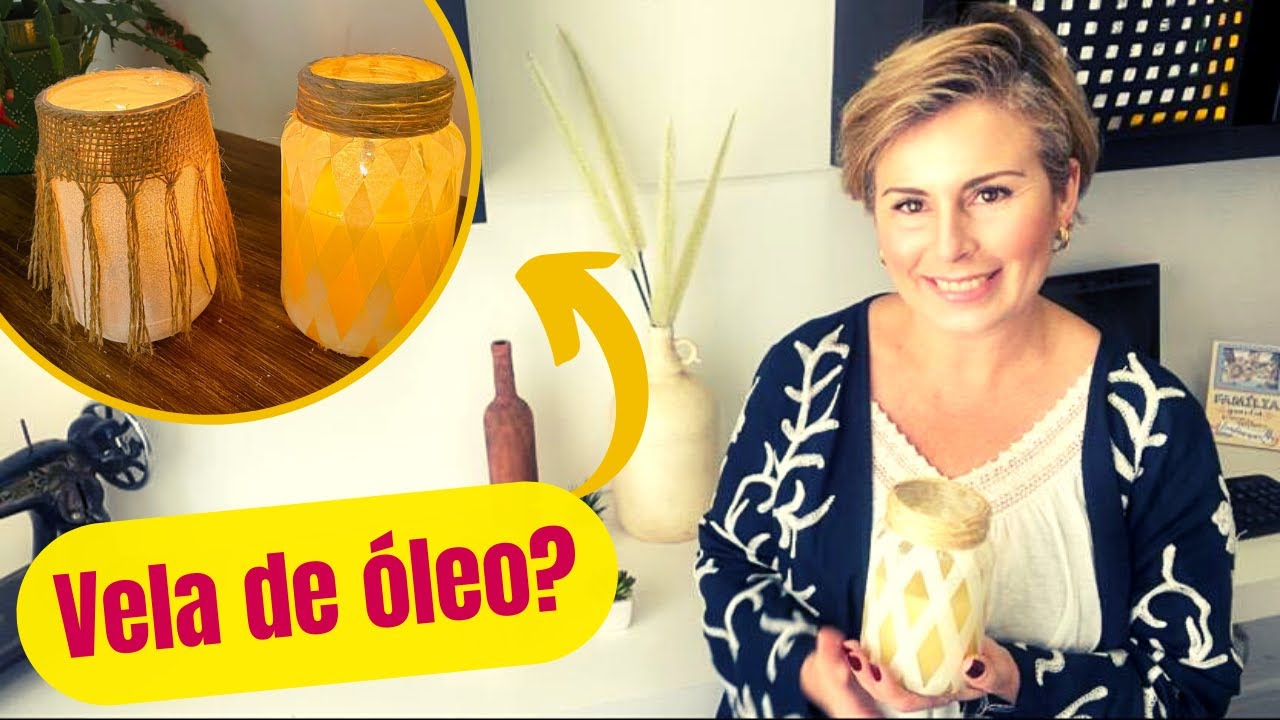 COMO FAZER VELA REUTILIZANDO ÓLEO DE COZINHA | Faça Você Mesmo |  Diy | Decoração Boho |