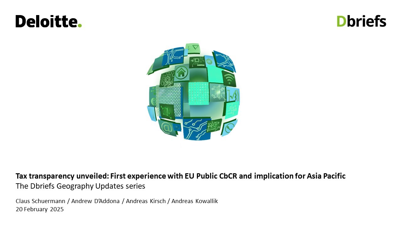 Tax transparency unveiled: First experiences with EU Public CbCR and implications for Asia Pacific