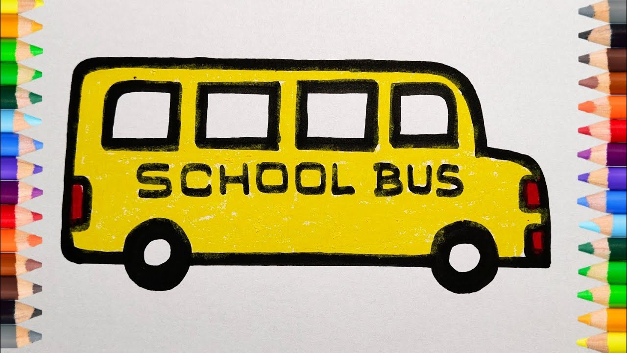 How to draw a School van step by step | School bus drawing | @Cutedrawings01 