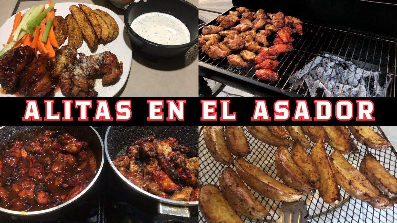 ALITAS al Asador: Fresa Chipotle y Ajo Parmesano + Papas Gajo.