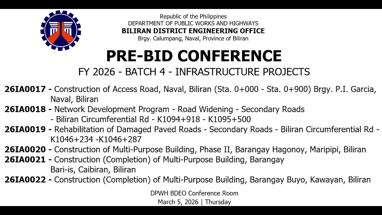 Procurement Livestream for DPWH Biliran DEO (Pre-bid Conference) on March 5, 2026