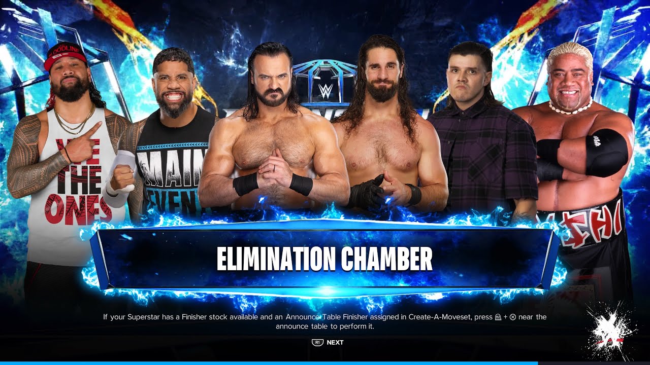 WWE 2k24- Elimination Chamber- Jimmy Uso vs. Jey vs. Drew McIntyre vs. Seth vs. Dominik vs. Rikishi