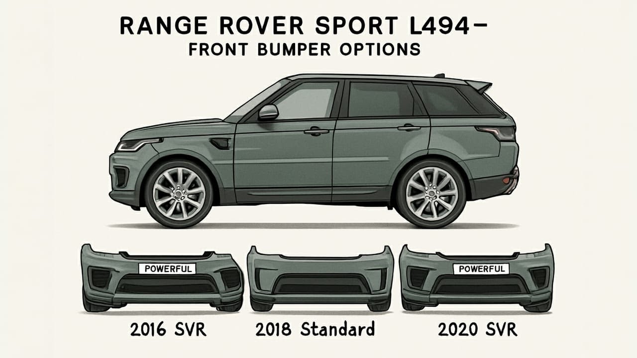 Модернизация переднего бампера Range Rover Sport L494 / Варианты модернизации 2014 / 2018 / SVR /...