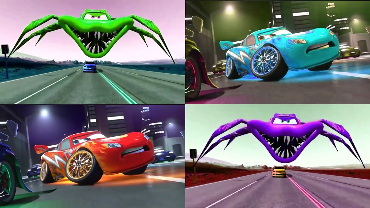Green Monster McQueen 🆚 Blue Neon McQueen 🆚 Red Turbo McQueen 🆚 Purple Monster McQueen